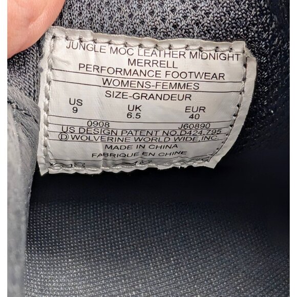 Merrell Womens Size 9 Jungle Moc Black Leather Midnight Ortholite Shoes Slip On - Picture 7 of 8